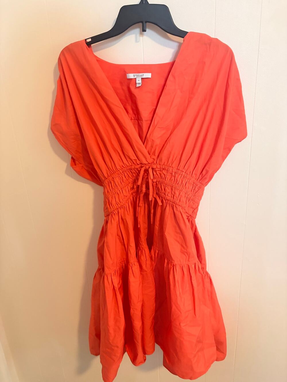 Derek Lam 10 Crosby orange mini dress with tie waist, size 10